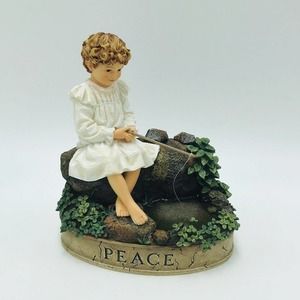 Demdaco Vintage Virtues Peace Girl Fishing 2002 Kathy Killip